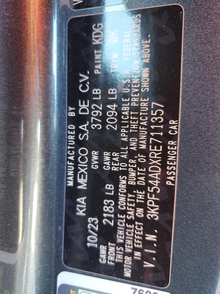 2024 KIA FORTE GT LINE VIN:3KPF54ADXRE711357