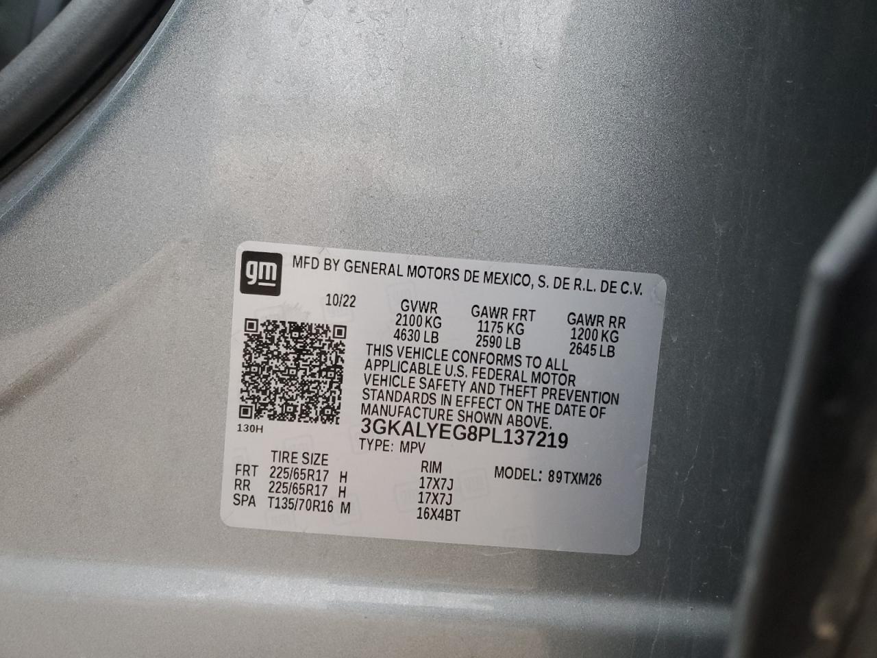 2023 GMC TERRAIN AT4 VIN:3GKALYEG8PL137219