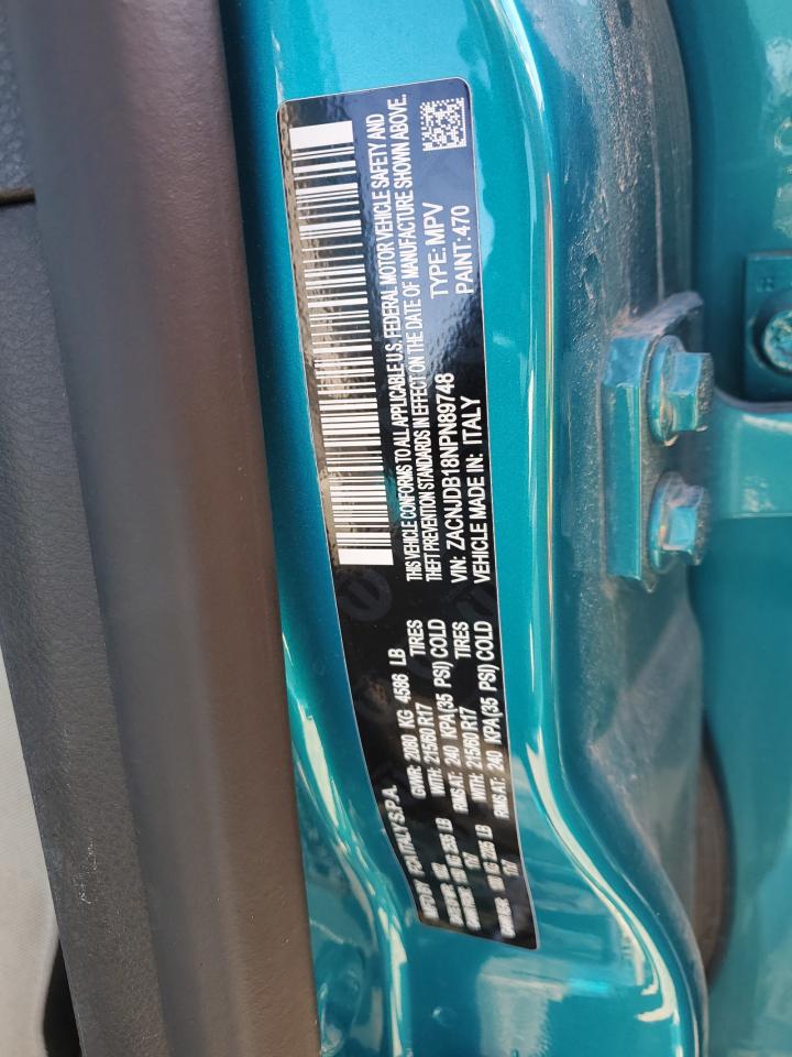 2022 JEEP RENEGADE LATITUDE VIN:ZACNJDB18NPN89748