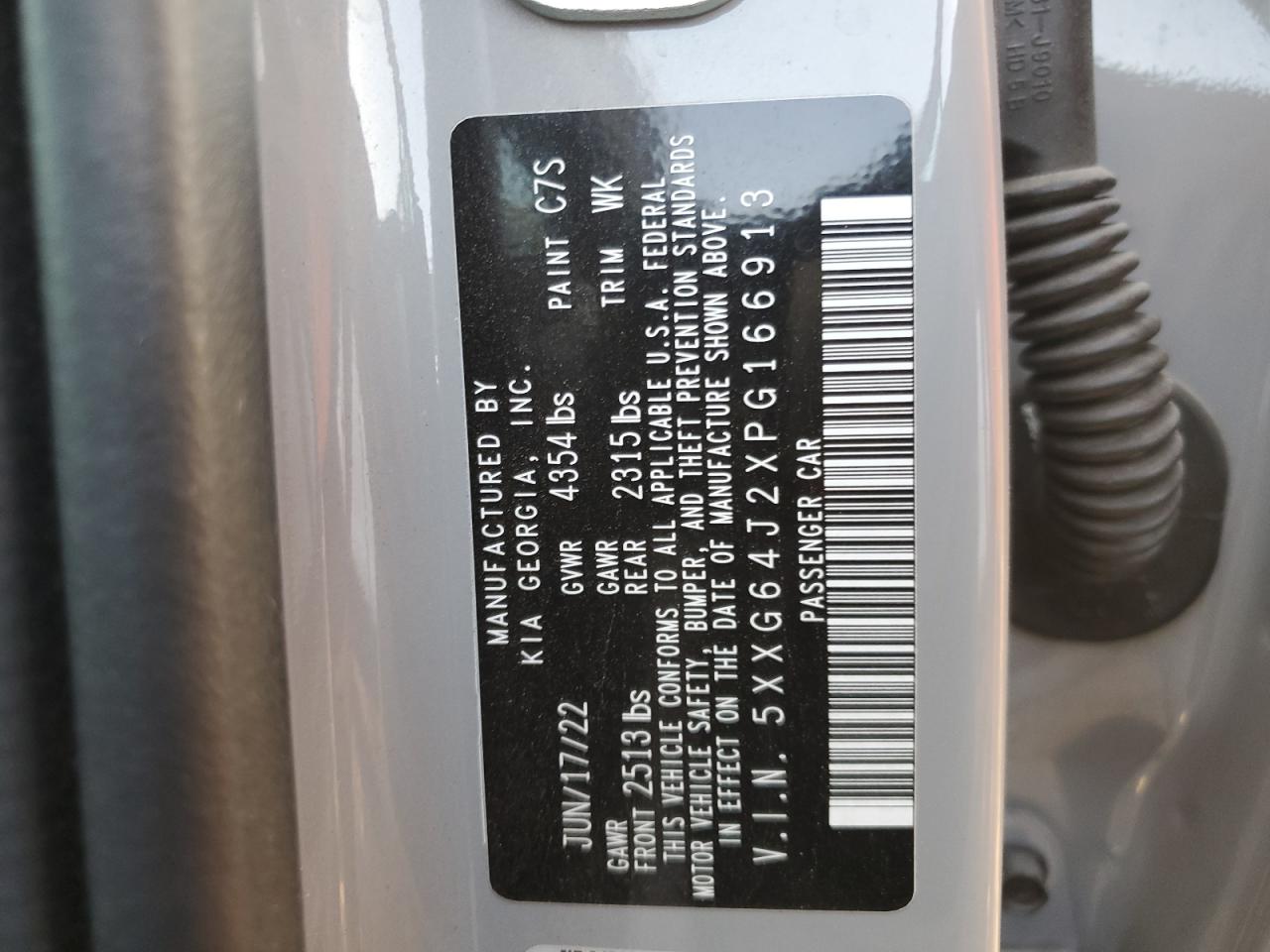 2023 KIA K5 GT LINE VIN:5XXG64J2XPG166913