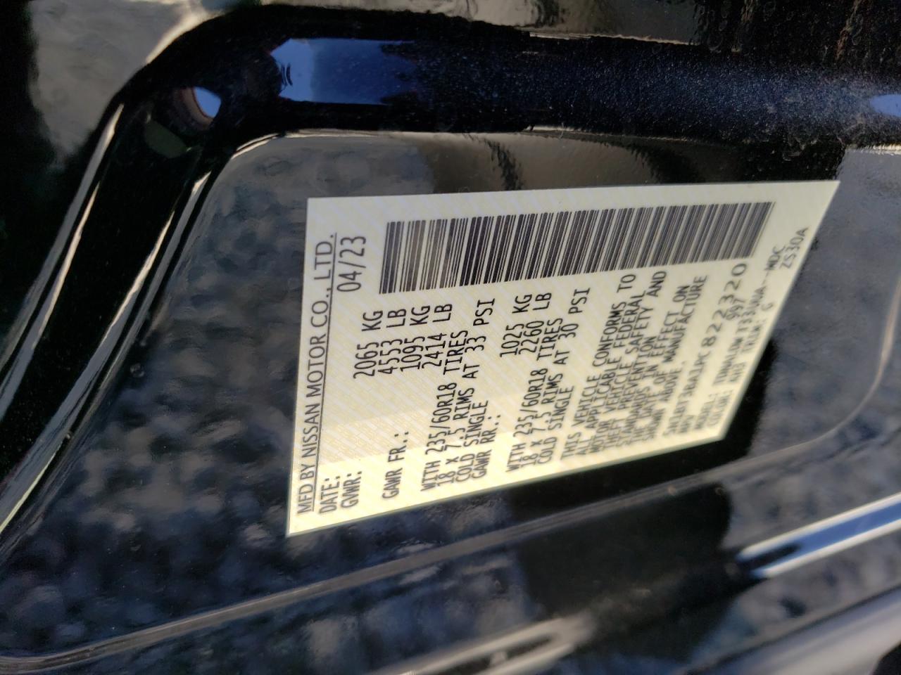 2023 NISSAN ROGUE SV VIN:5N1BT3BA1PC822320