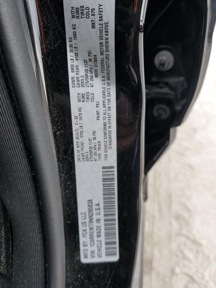 2022 RAM 1500 BIG HORN/LONE STAR VIN:1C6RREMT9NN265838