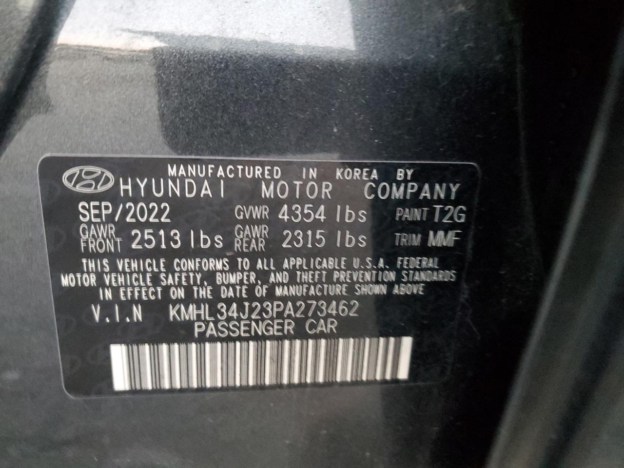 2023 HYUNDAI SONATA LIMITED VIN:KMHL34J23PA273462