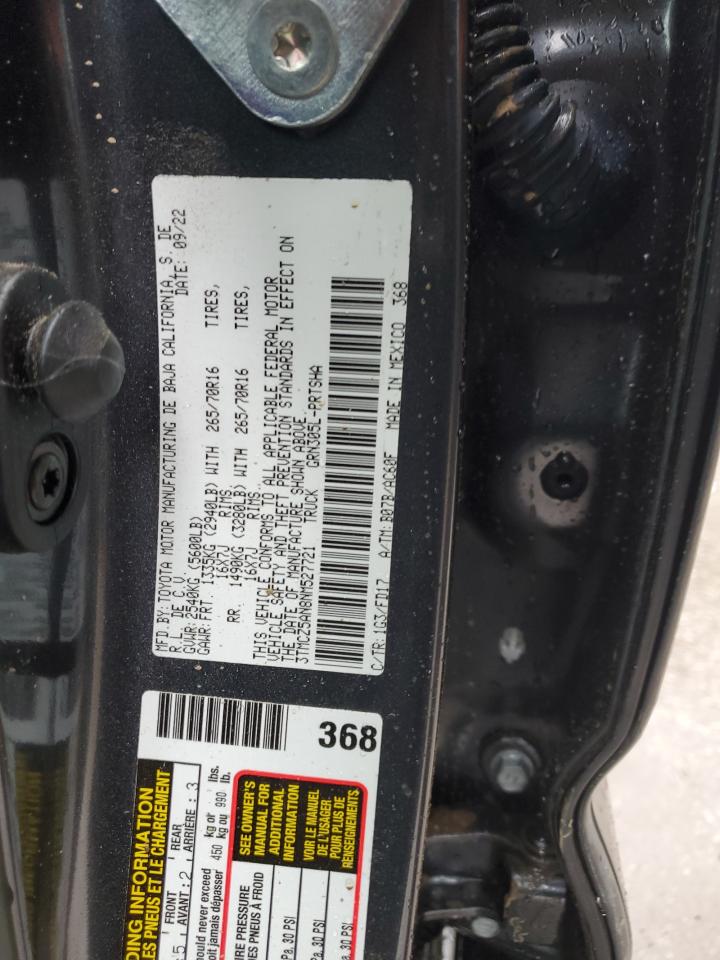 2022 TOYOTA TACOMA DOUBLE CAB VIN:3TMCZ5AN8NM527721