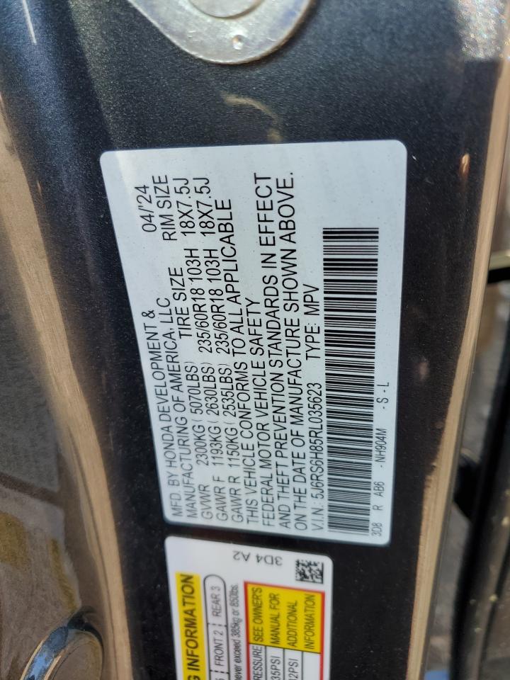 2024 HONDA CR-V SPORT-L VIN:5J6RS6H85RL035623