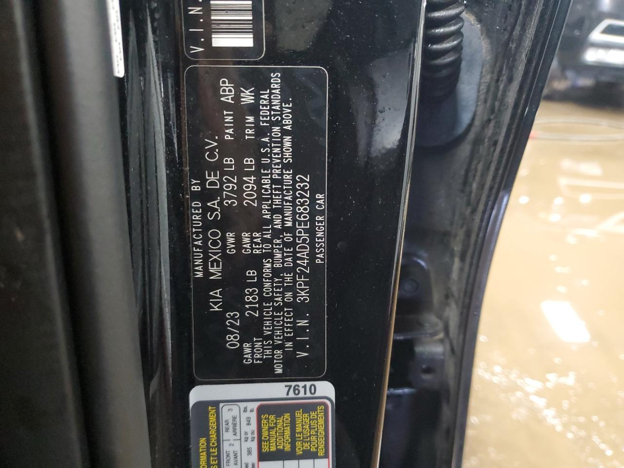 2023 KIA FORTE LX VIN:3KPF24AD5PE683232