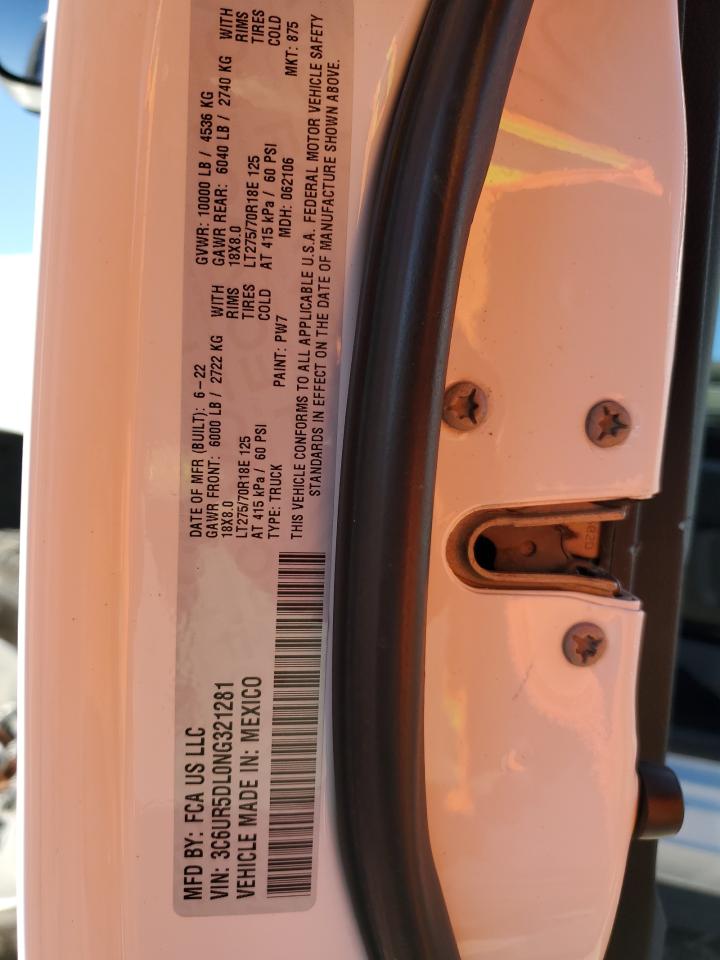 2022 RAM 2500 BIG HORN/LONE STAR VIN:3C6UR5DL0NG321281