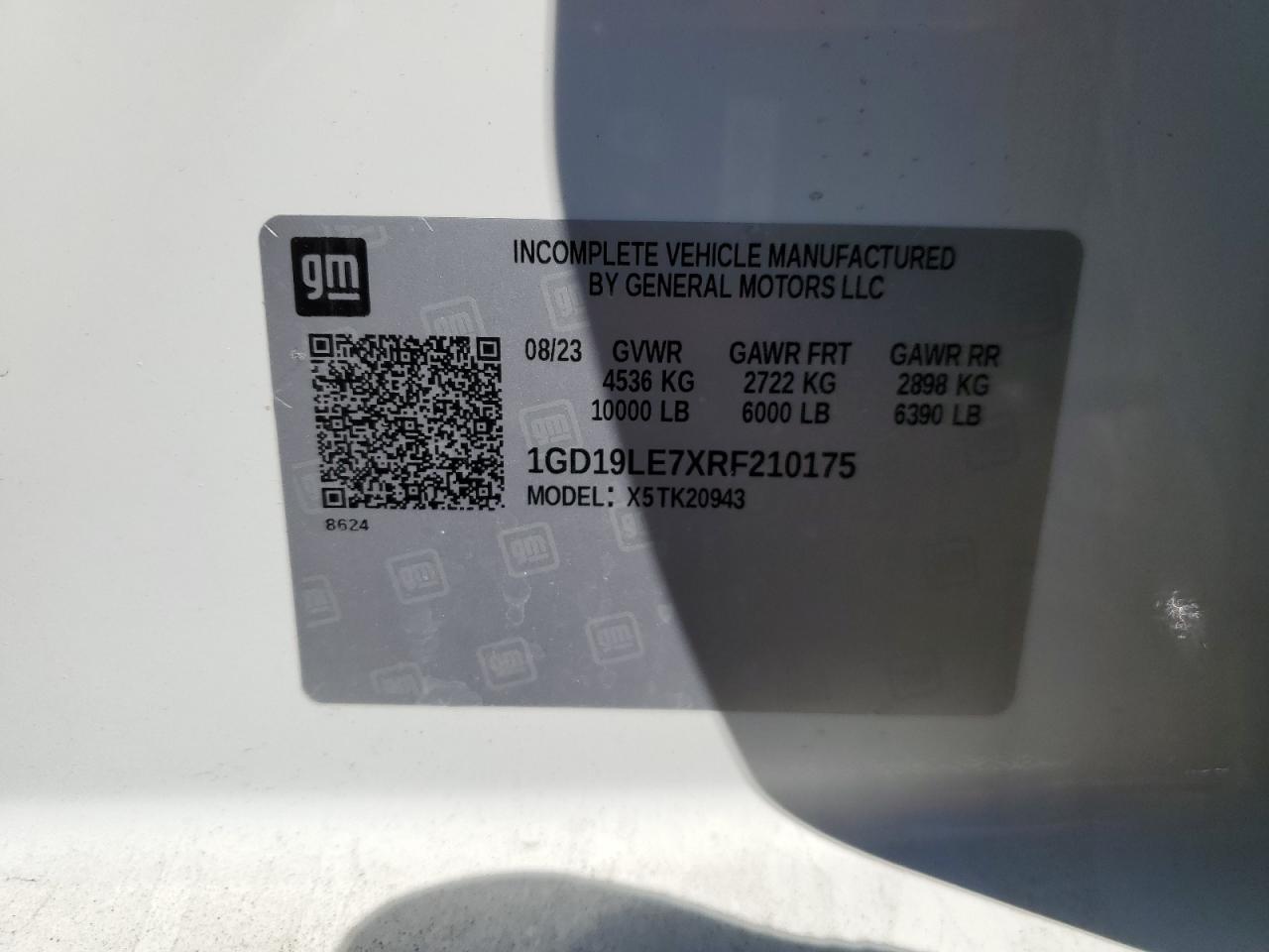2024 GMC SIERRA K2500 HEAVY DUTY VIN:1GD19LE7XRF210175
