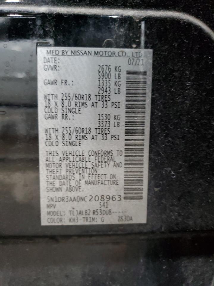 2022 NISSAN PATHFINDER S VIN:5N1DR3AA0NC208963