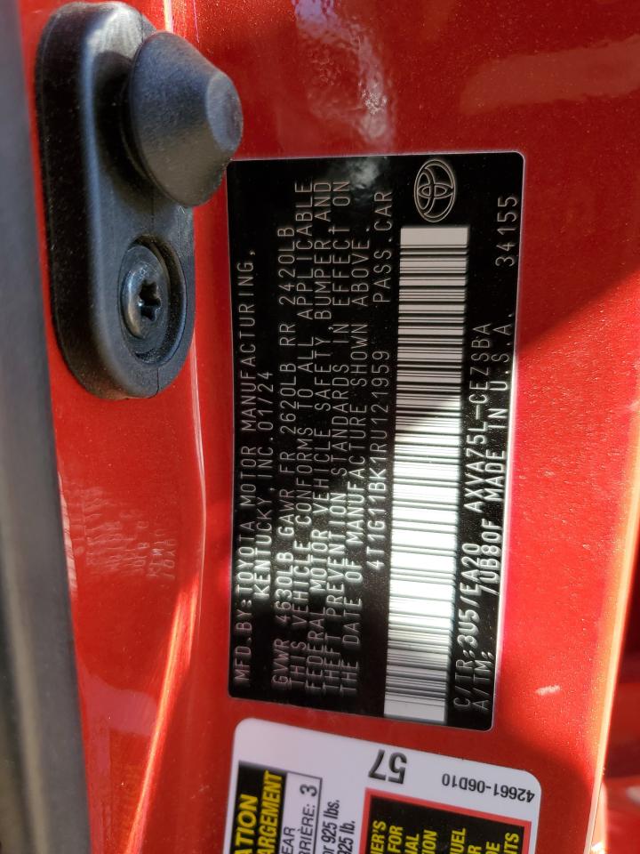 2024 TOYOTA CAMRY SE NIGHT SHADE VIN:4T1G11BK1RU121959