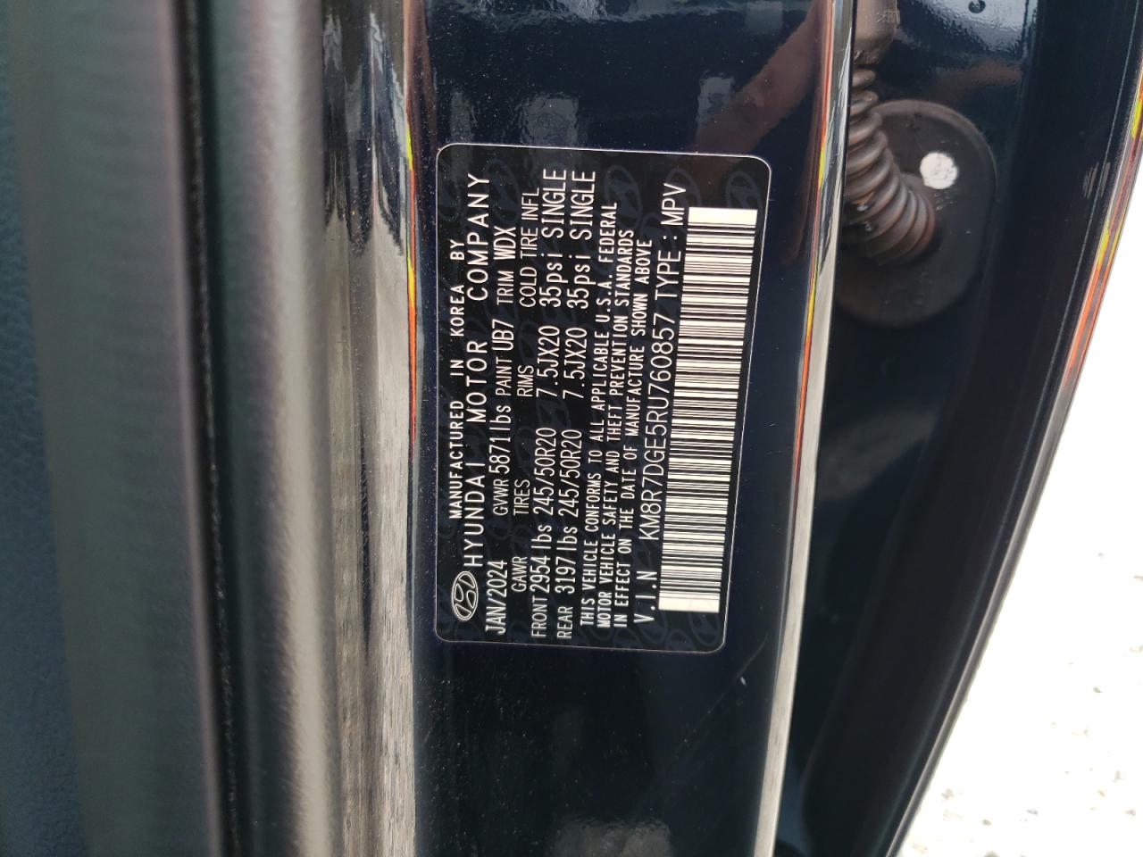 2024 HYUNDAI PALISADE CALLIGRAPHY VIN:KM8R7DGE5RU760857