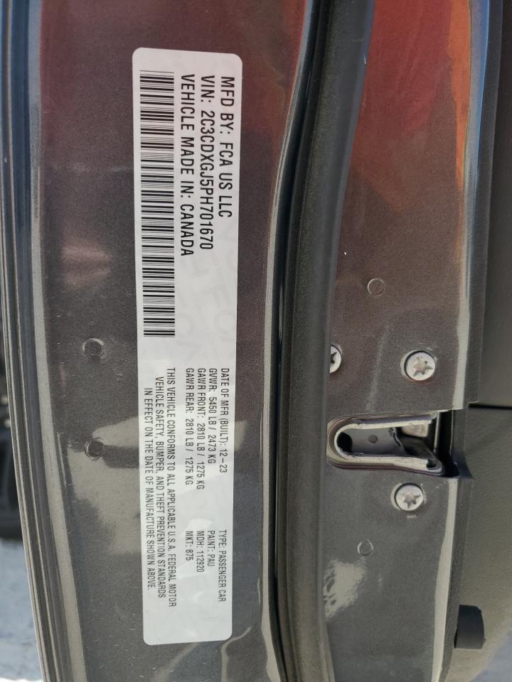 2023 DODGE CHARGER SCAT PACK VIN:2C3CDXGJ5PH701670