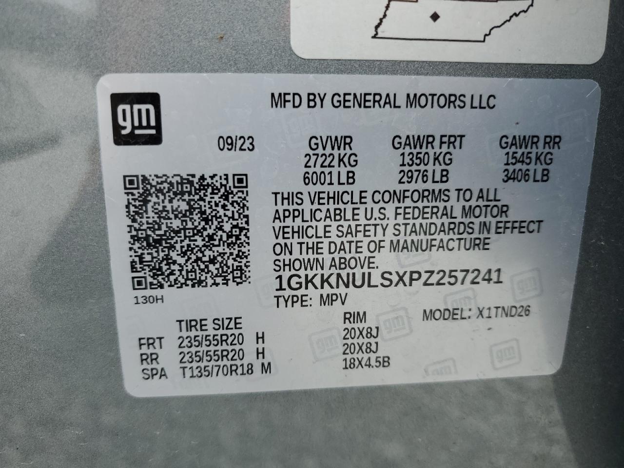2023 GMC ACADIA SLT VIN:1GKKNULSXPZ257241