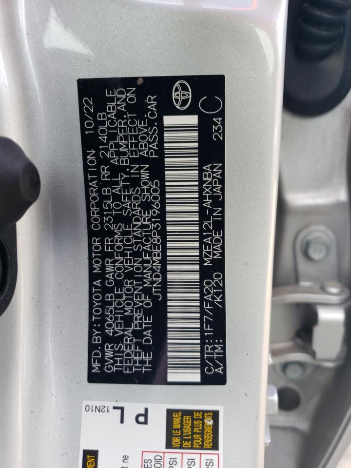 2023 TOYOTA COROLLA SE VIN:JTND4MBE8P3196005