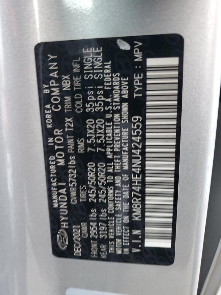 2022 HYUNDAI PALISADE CALLIGRAPHY VIN:KM8R74HE4NU424559