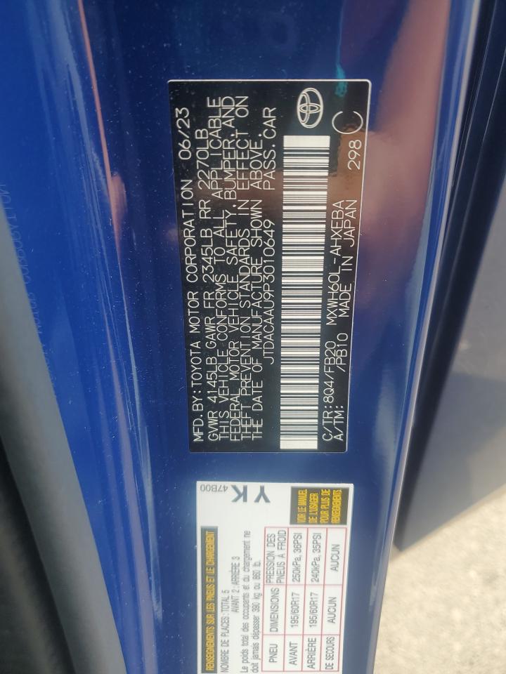 2023 TOYOTA PRIUS LE VIN:JTDACAAU9P3010649