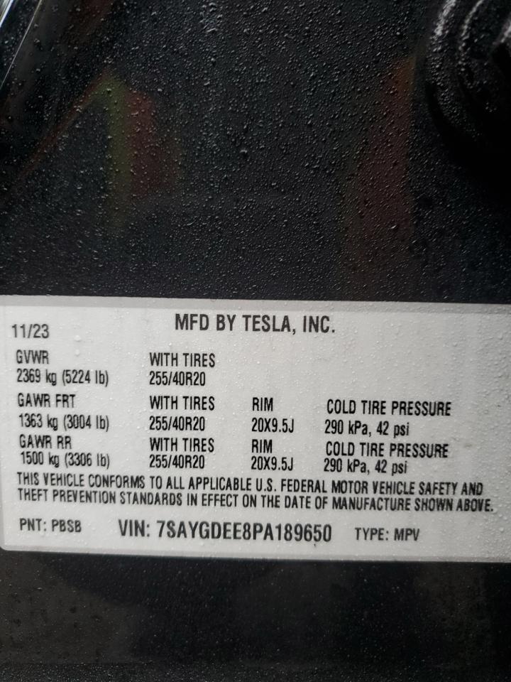 2023 TESLA MODEL Y  VIN:7SAYGDEE8PA189650
