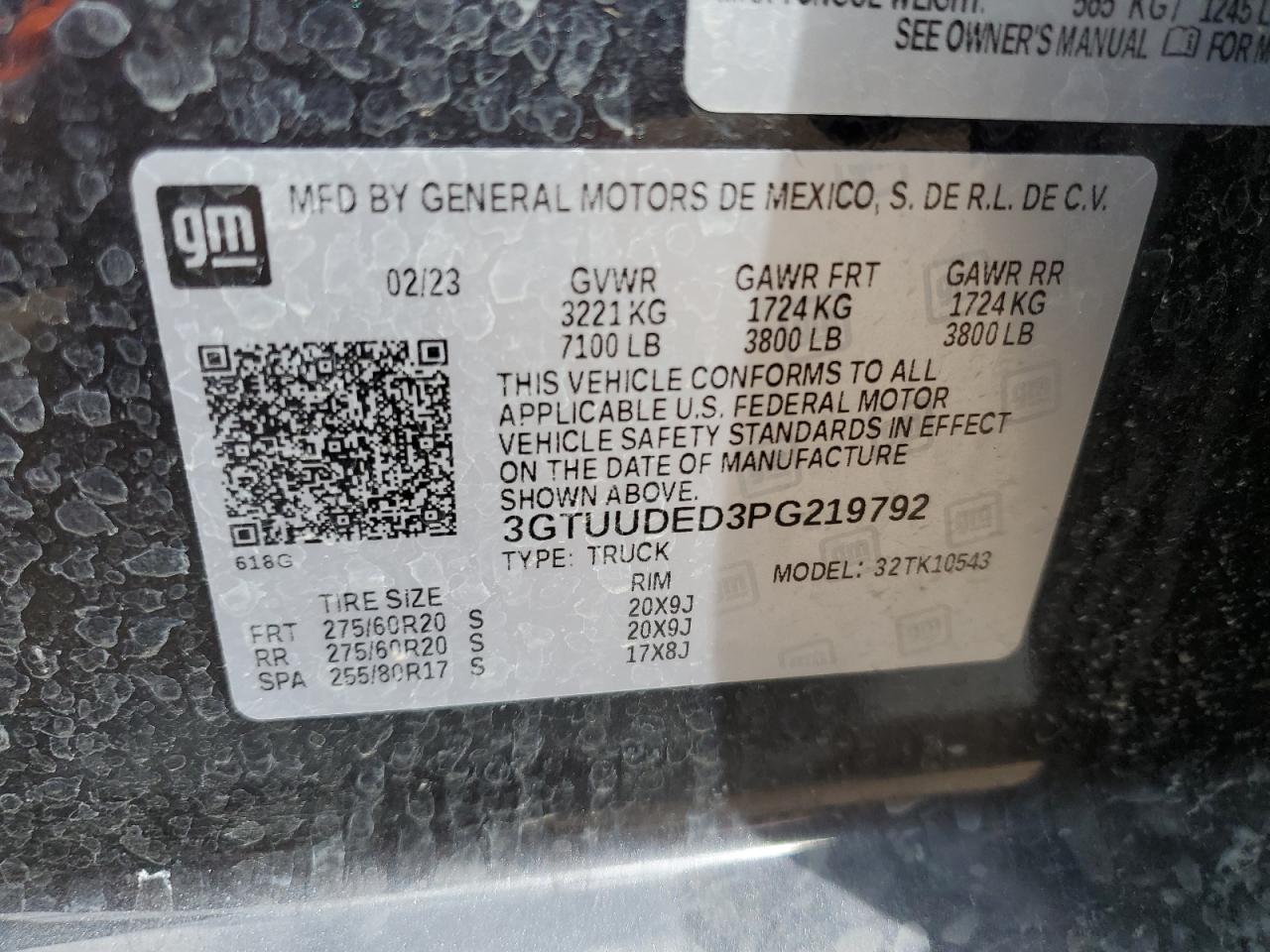 2023 GMC SIERRA K1500 SLT VIN:3GTUUDED3PG219792