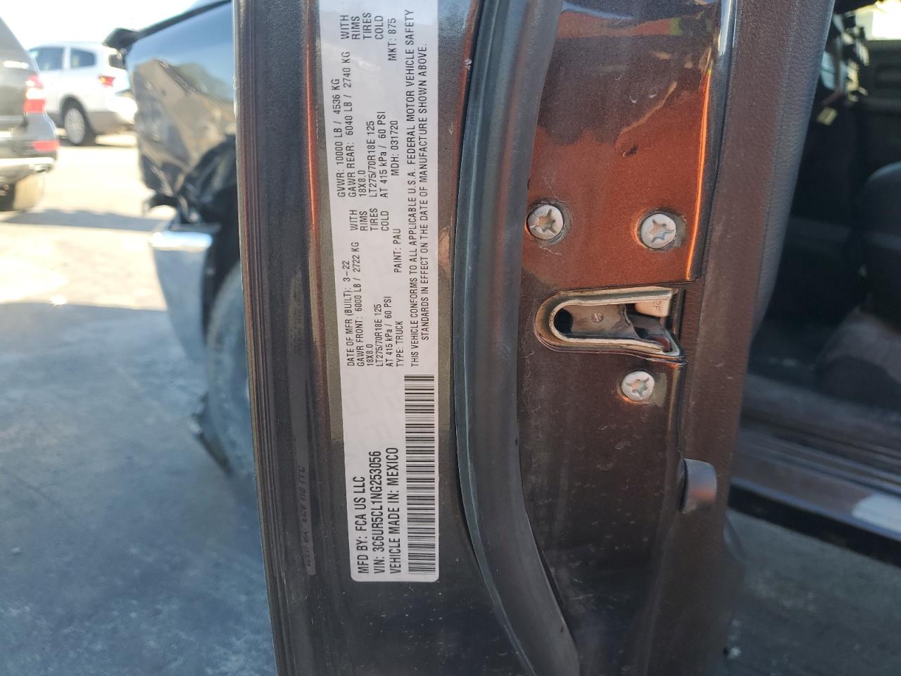 2022 RAM 2500 TRADESMAN VIN:3C6UR5CL1NG253056