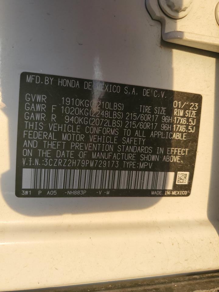 2023 HONDA HR-V EXL VIN:3CZRZ2H79PM729173