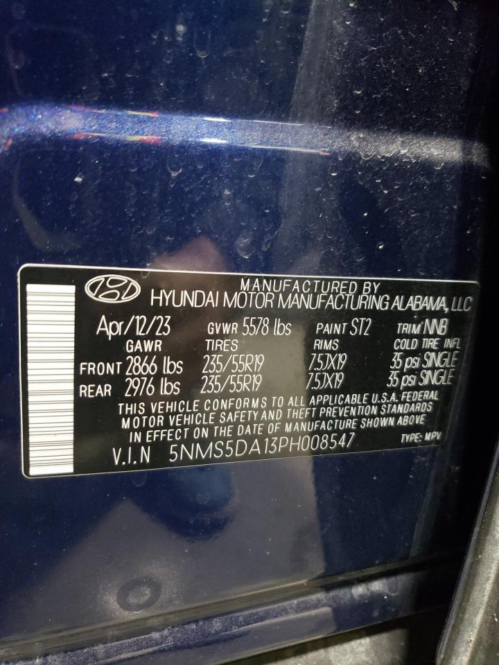 2023 HYUNDAI SANTA FE LIMITED VIN:5NMS5DA13PH008547