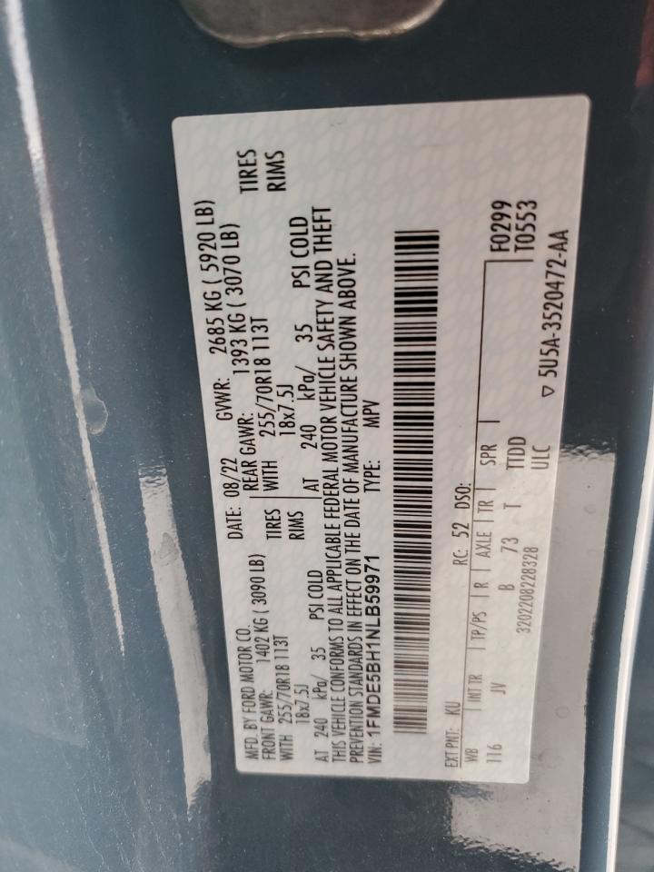 2022 FORD BRONCO BASE VIN:1FMDE5BH1NLB59971