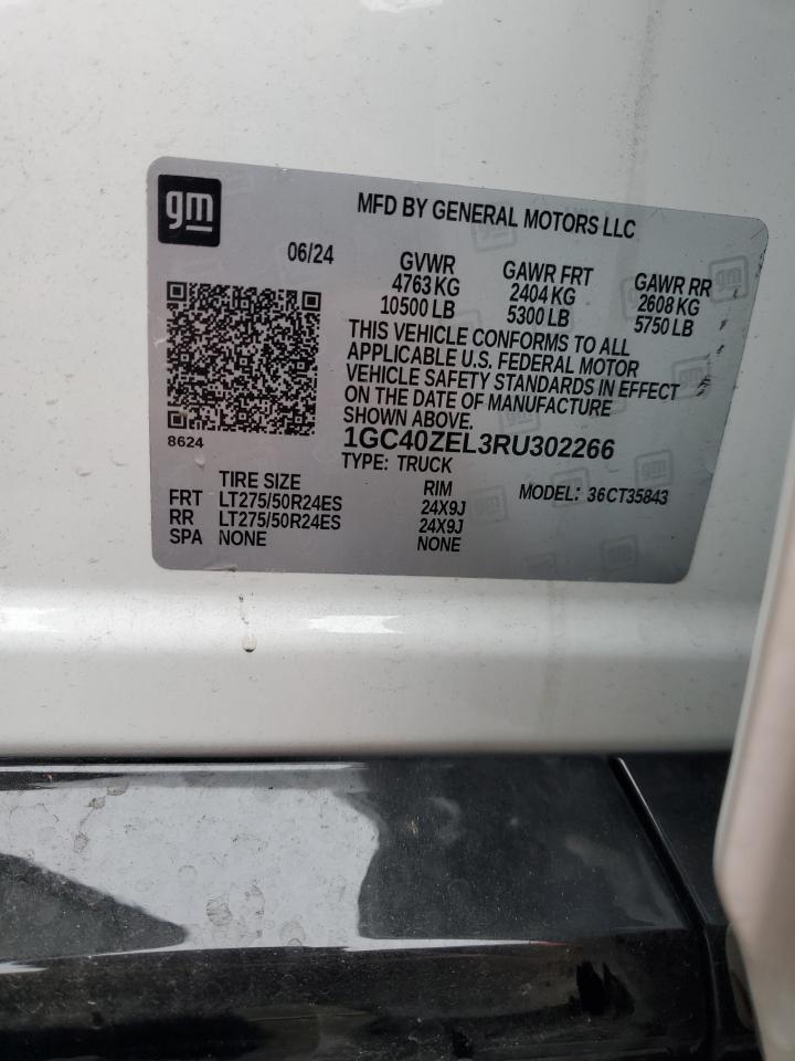 2024 CHEVROLET SILVERADO RST VIN:1GC40ZEL3RU302266