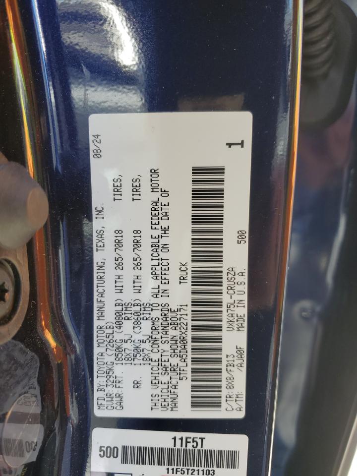 2024 TOYOTA TUNDRA DOUBLE CAB SR VIN:5TFLA5DA0RX227171