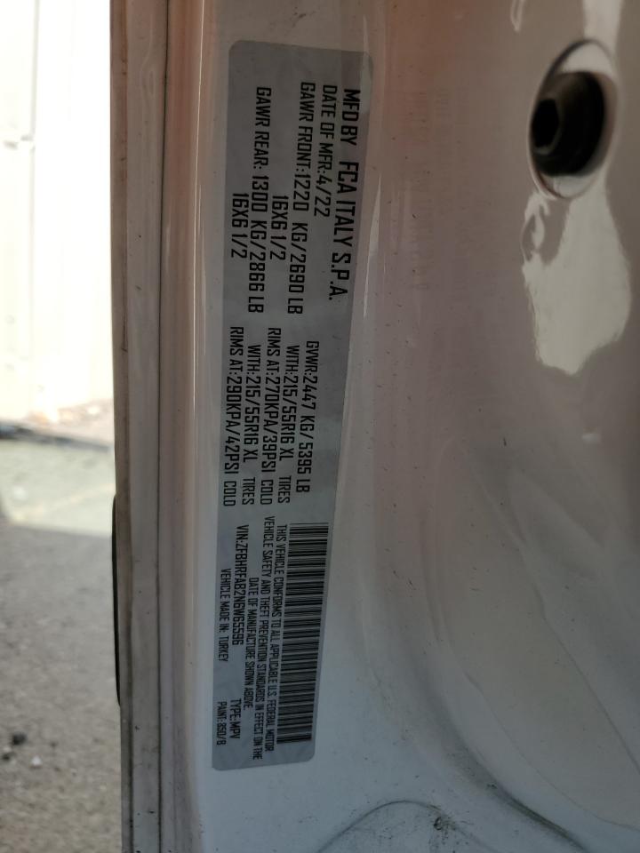 2022 RAM PROMASTER CITY TRADESMAN VIN:ZFBHRFAB2N6W65596