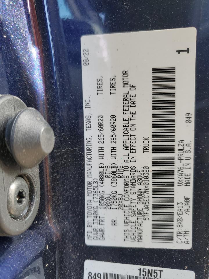 2022 TOYOTA TUNDRA CREWMAX LIMITED VIN:5TFJA5EC7NX010380