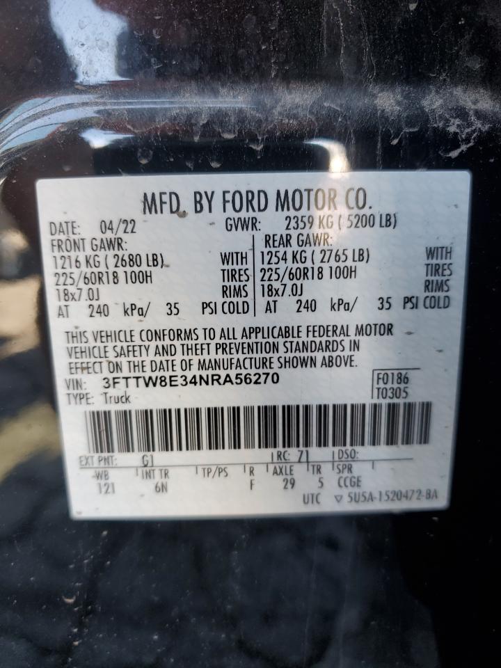 2022 FORD MAVERICK XL VIN:3FTTW8E34NRA56270