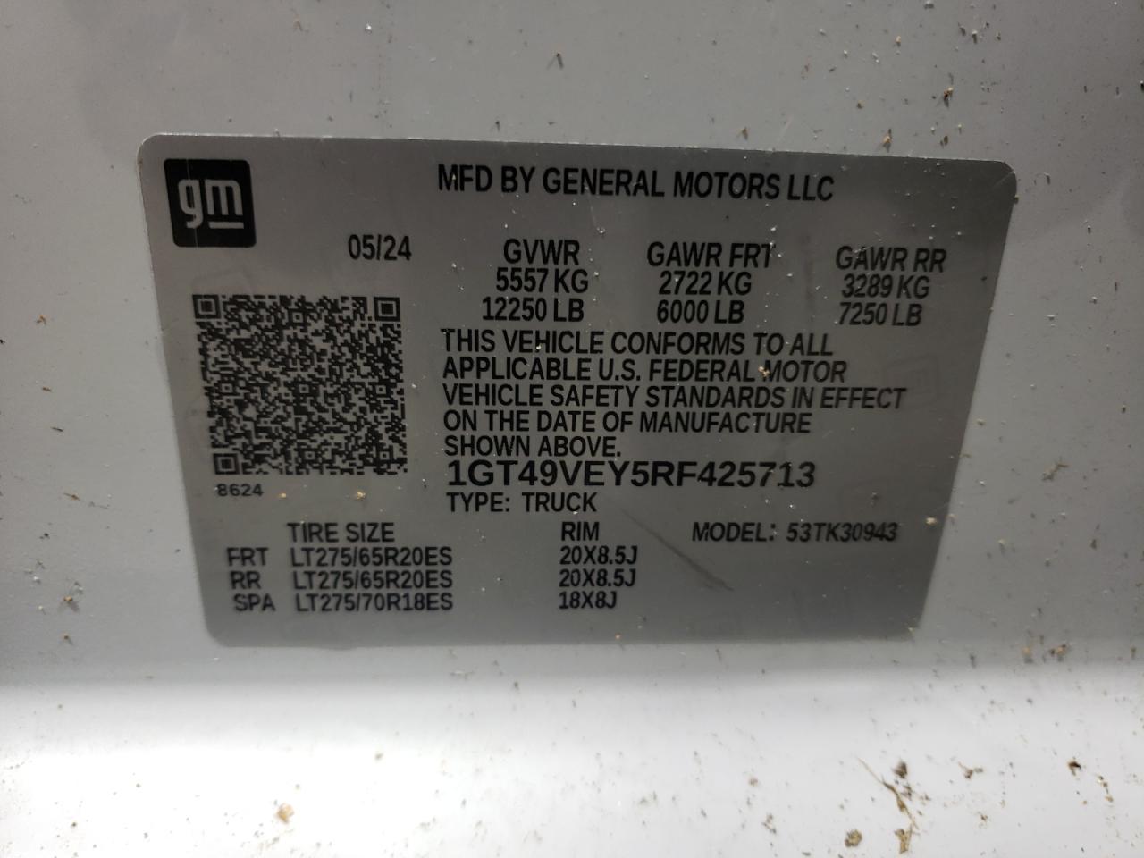 2024 GMC SIERRA K3500 AT4 VIN:1GT49VEY5RF425713