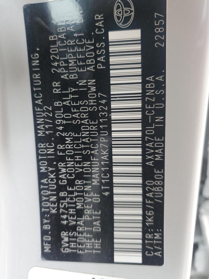 2023 TOYOTA CAMRY LE VIN:4T1C11AK7PU113247