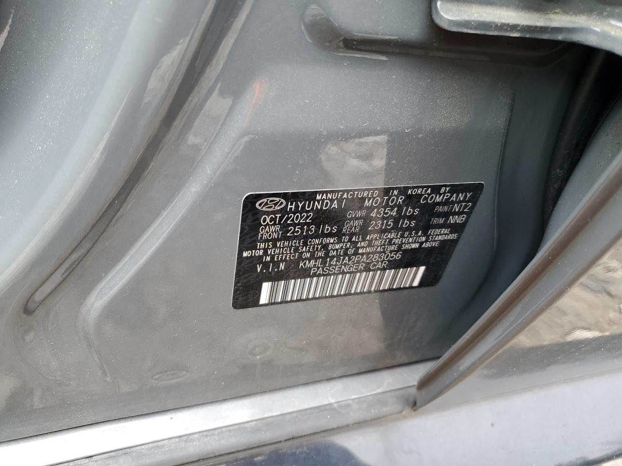 2023 HYUNDAI SONATA SEL VIN:KMHL14JA2PA283056