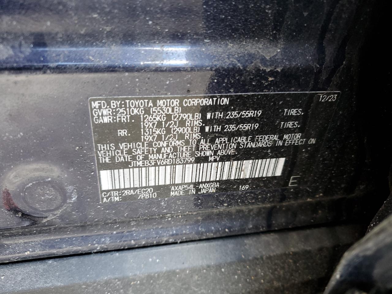 2024 TOYOTA RAV4 PRIME XSE VIN:JTMEB3FV6RD183799