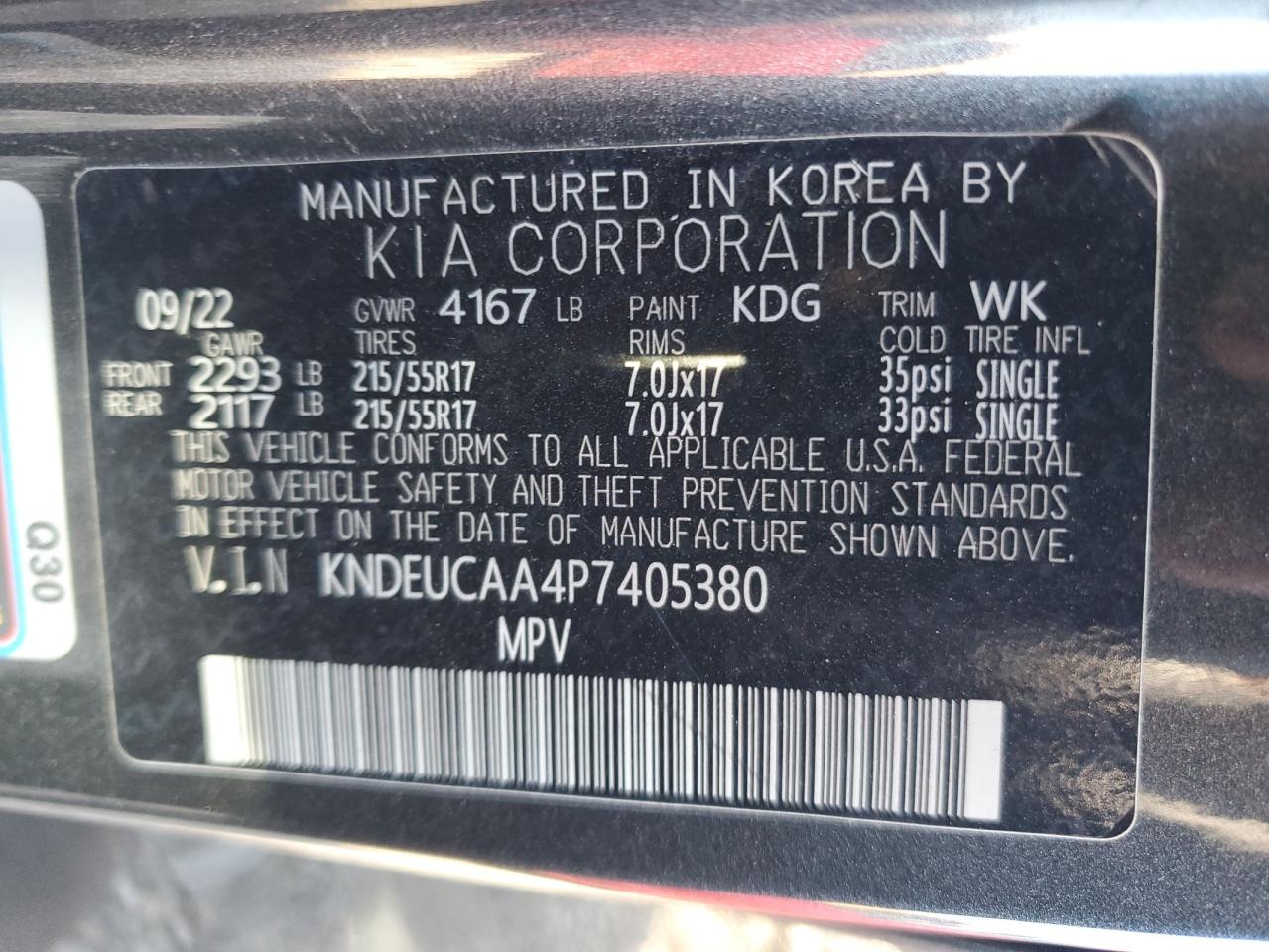 2023 KIA SELTOS S VIN:KNDEUCAA4P7405380