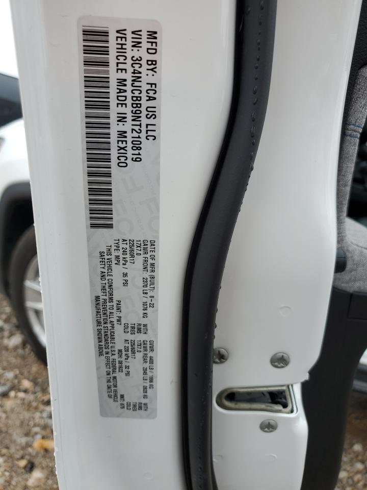 2022 JEEP COMPASS LATITUDE VIN:3C4NJCBB9NT210819