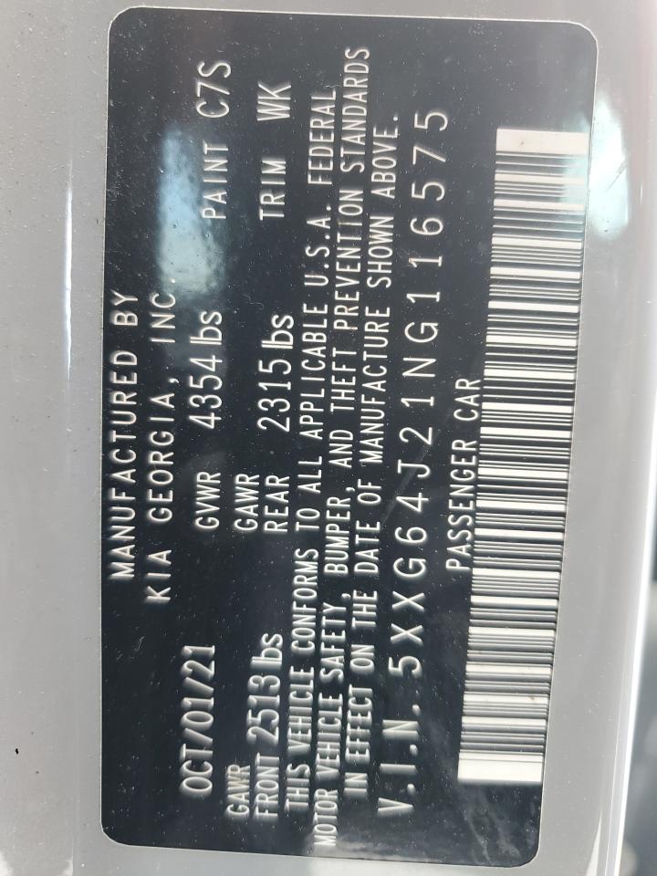 2022 KIA K5 GT LINE VIN:5XXG64J21NG116575