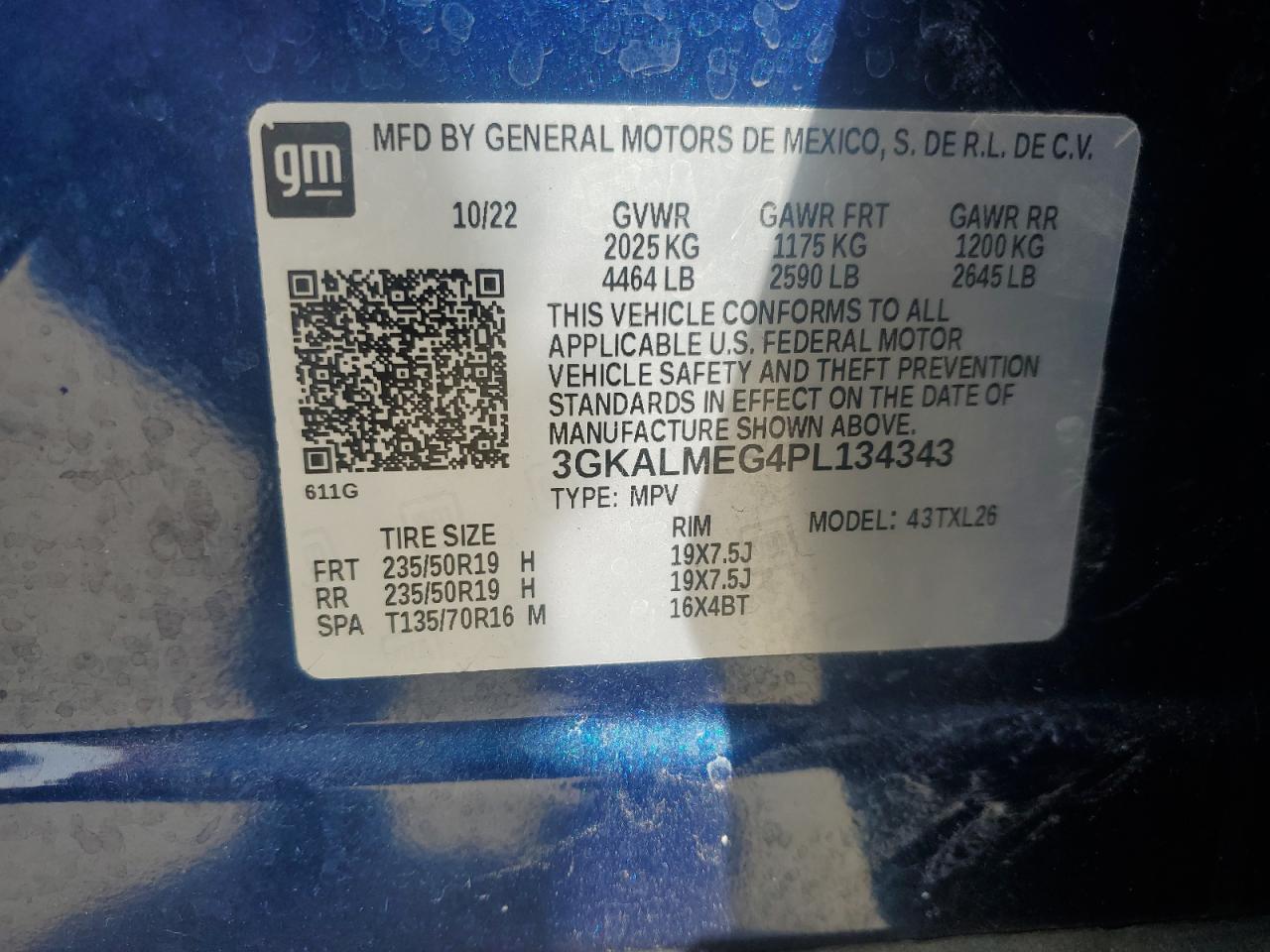 2023 GMC TERRAIN SLE VIN:3GKALMEG4PL134343