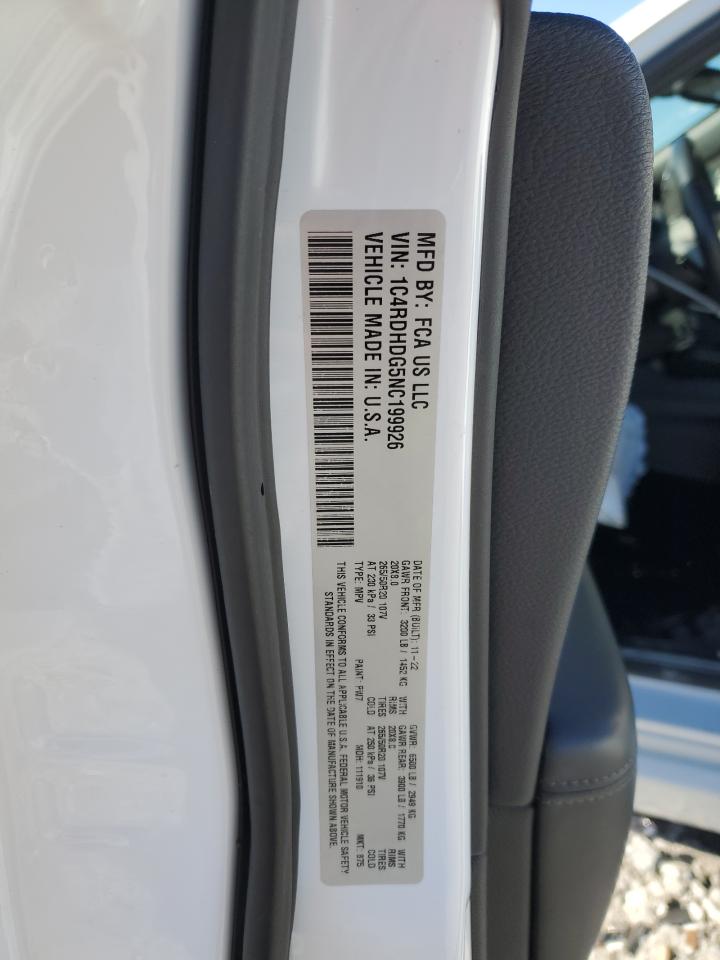 2022 DODGE DURANGO GT VIN:1C4RDHDG5NC199926