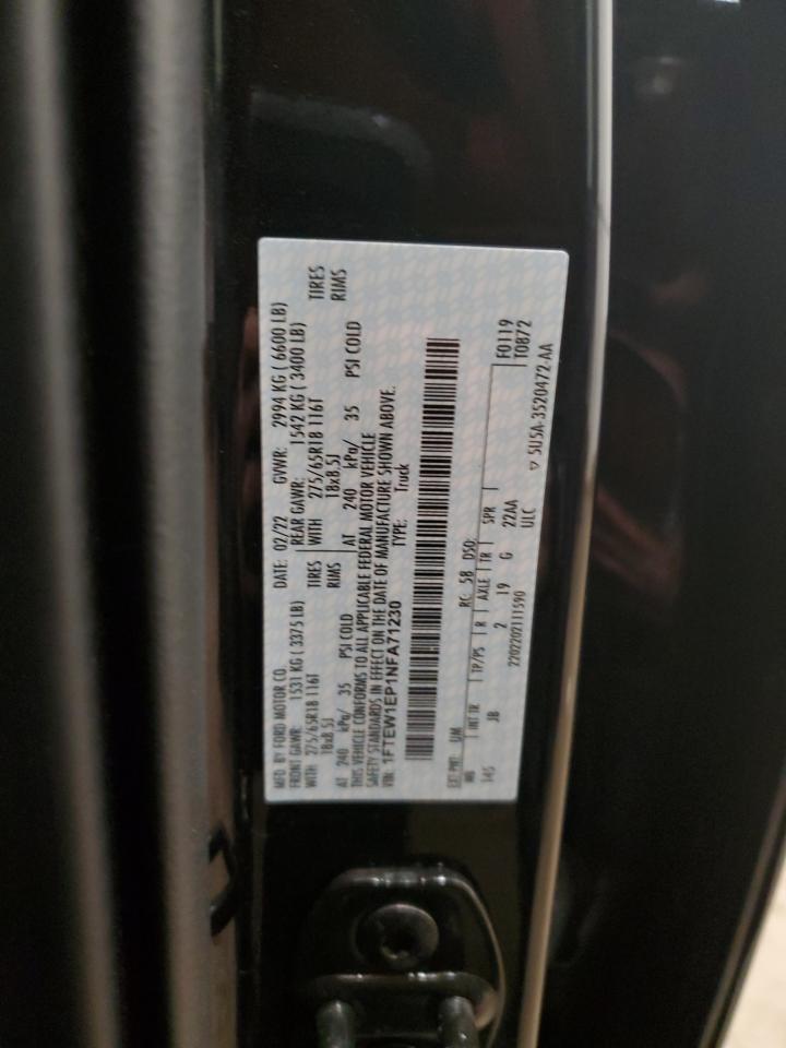 2022 FORD F150 SUPERCREW VIN:1FTEW1EP1NFA71230