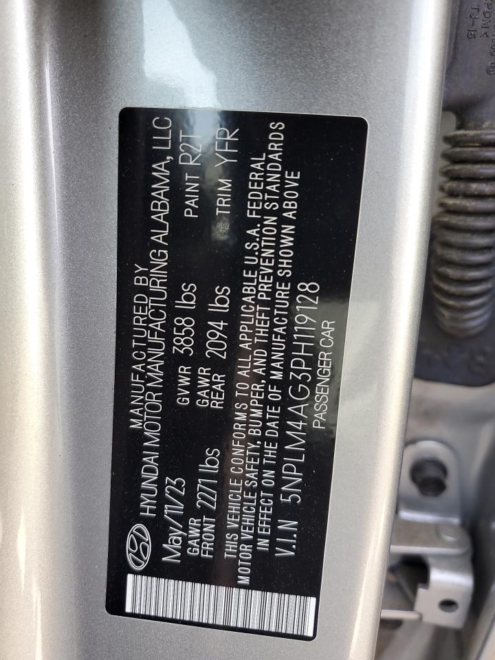 2023 HYUNDAI ELANTRA SEL VIN:5NPLM4AG3PH119128