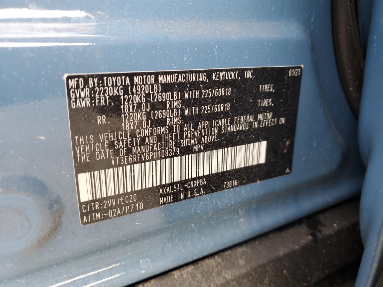 2023 TOYOTA RAV4 XSE VIN:4T3E6RFV6PU108379