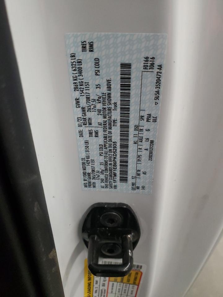 2023 FORD F150 VIN:1FTMF1EB6PKD52935