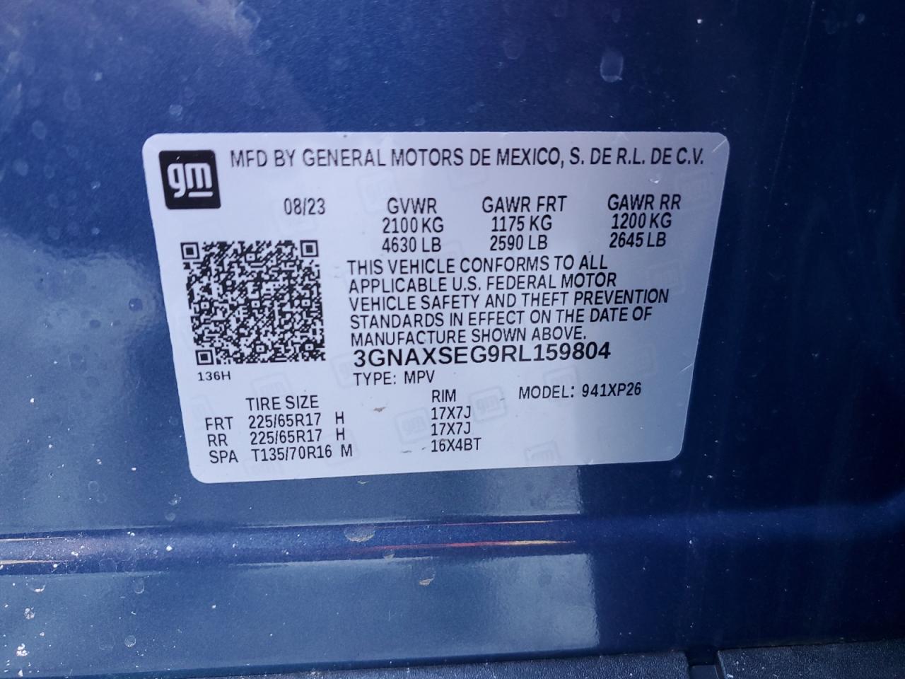 2024 CHEVROLET EQUINOX LS VIN:3GNAXSEG9RL159804