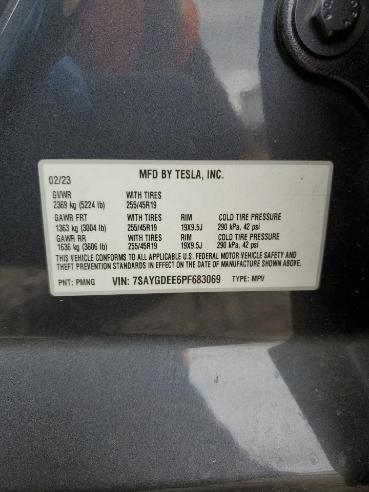 2023 TESLA MODEL Y  VIN:7SAYGDEE6PF683069