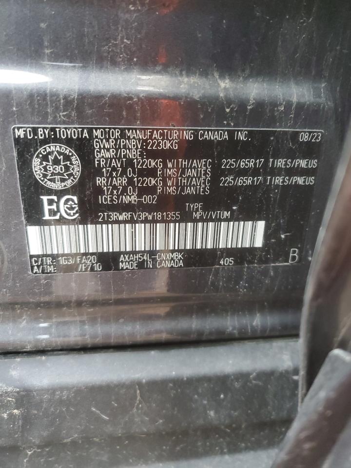 2023 TOYOTA RAV4 XLE VIN:2T3RWRFV3PW181355