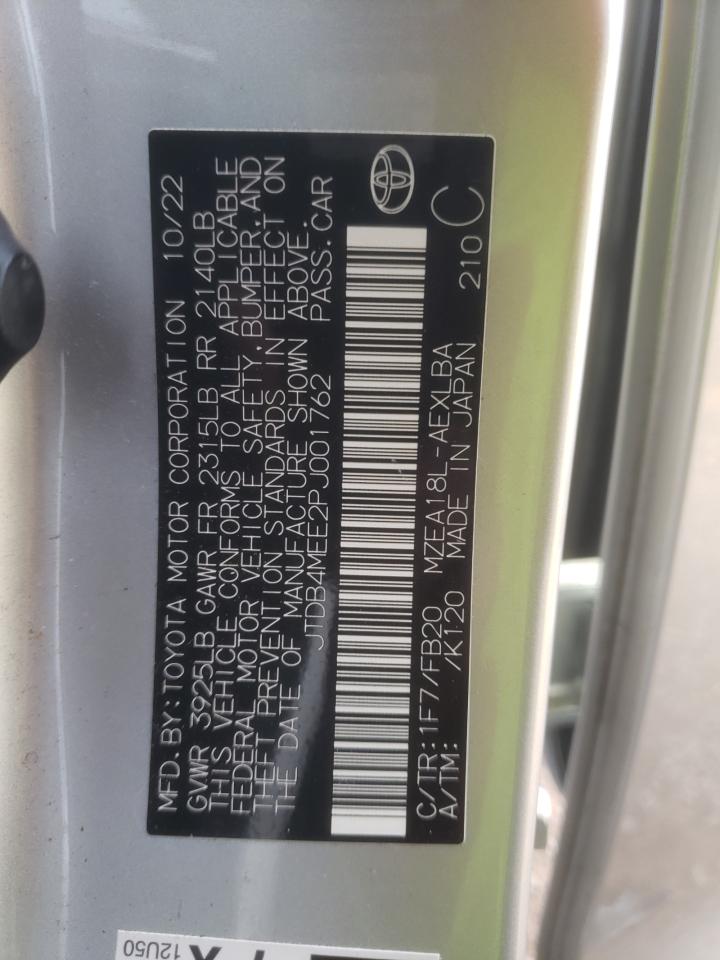 2023 TOYOTA COROLLA LE VIN:JTDB4MEE2PJ001762