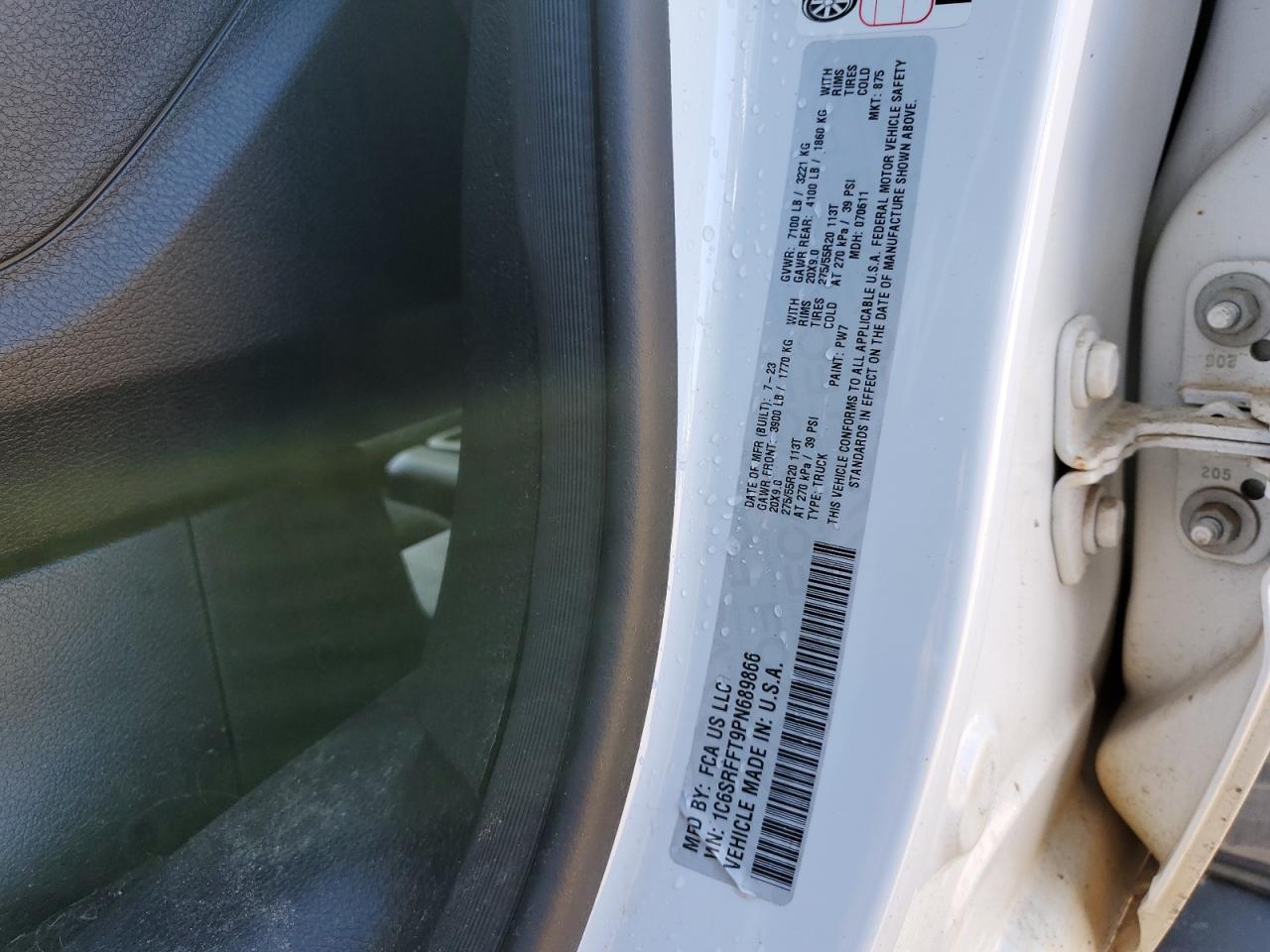2023 RAM 1500 BIG HORN/LONE STAR VIN:1C6SRFFT9PN689866