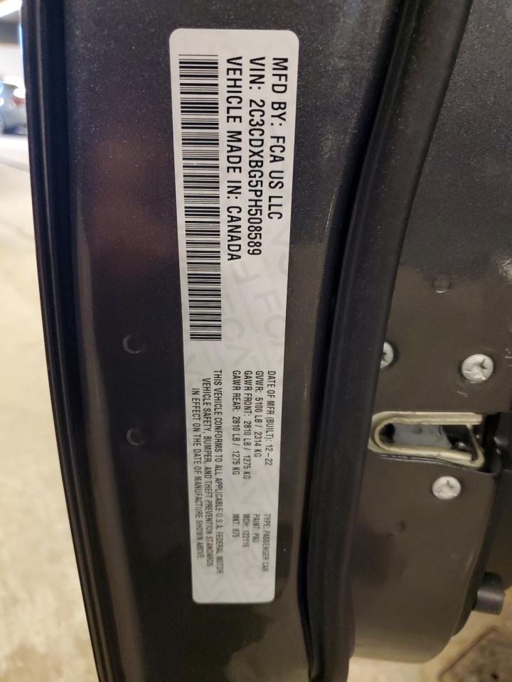 2023 DODGE CHARGER SXT VIN:2C3CDXBG5PH508589